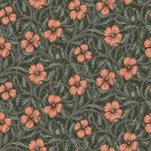 Dutch Wallcoverings Lyckebo - Poppy Green - Groen