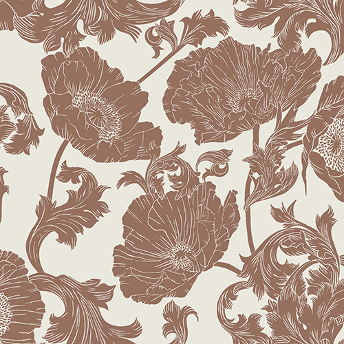 Dutch Wallcoverings Ekbacka - Papaver White/Red - Wit/Rood