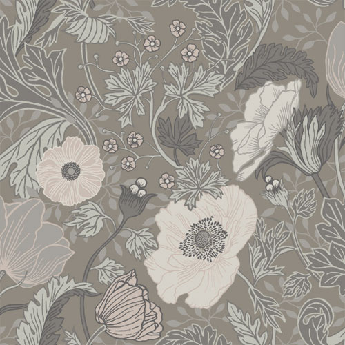 Dutch Wallcoverings Gronhaga - Anemone Grey - Grijs