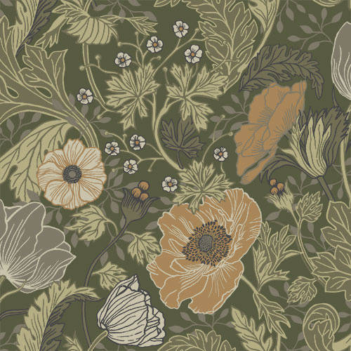 Dutch Wallcoverings Gronhaga - Anemone Green - Groen