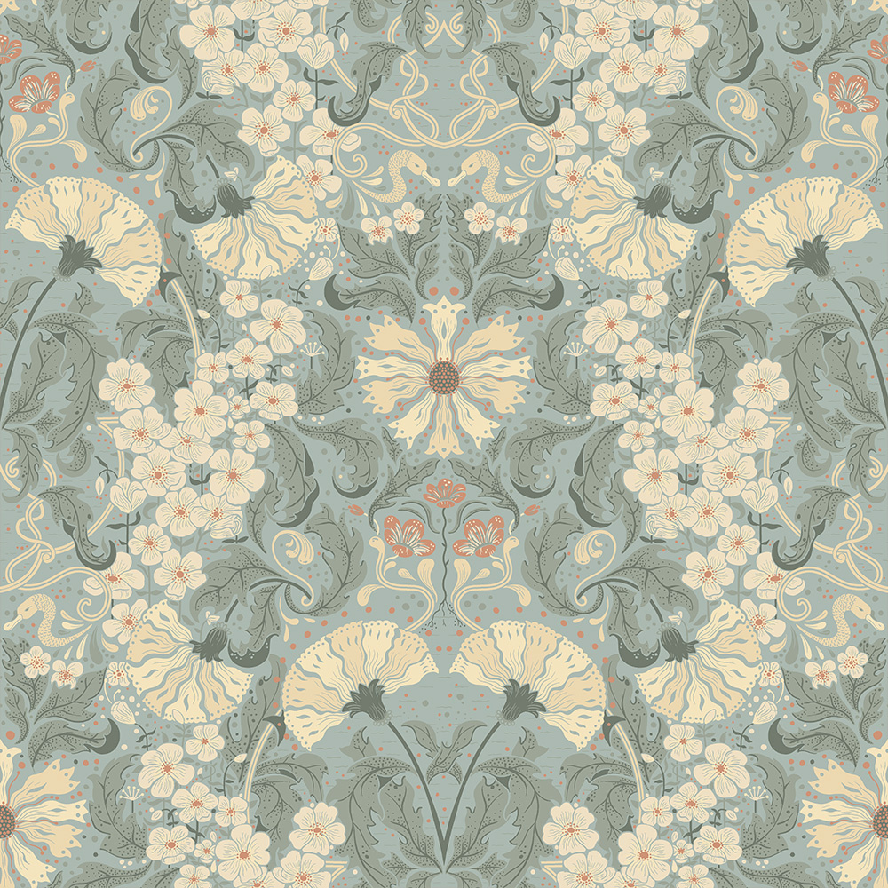 Dutch Wallcoverings Hjärterum - Öjvind - Lichtblauw