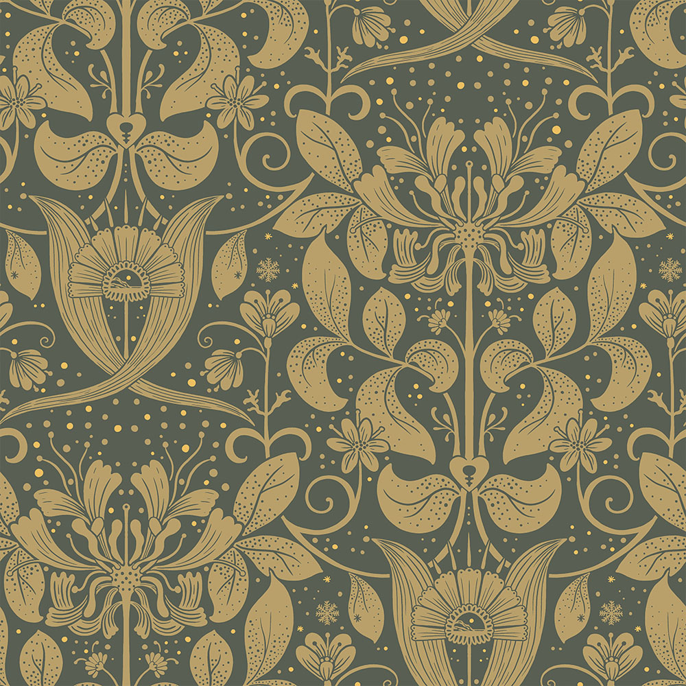 Dutch Wallcoverings Hjärterum - Berit - Donkergroen