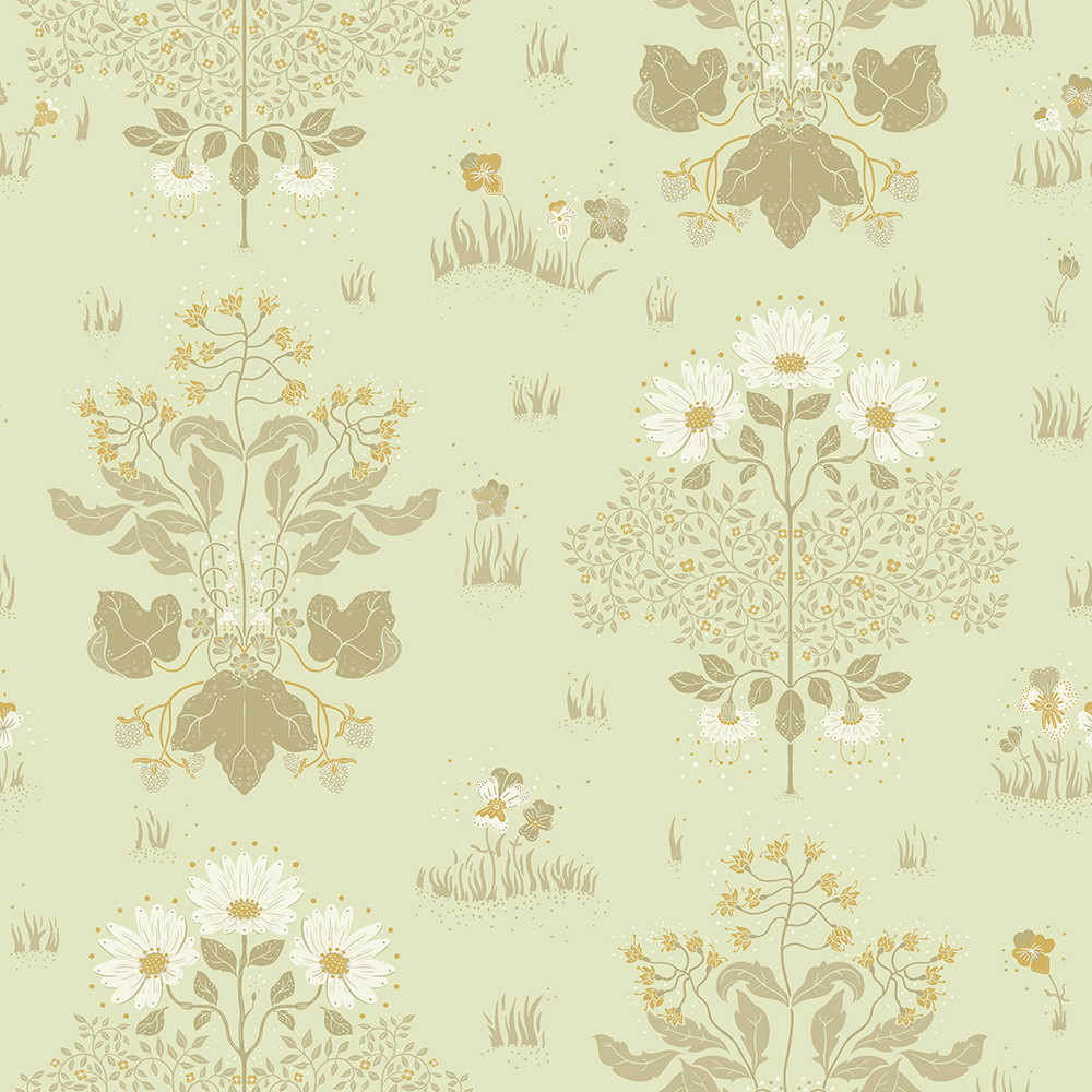 Dutch Wallcoverings Hjärterum - Edla - Lichtgroen