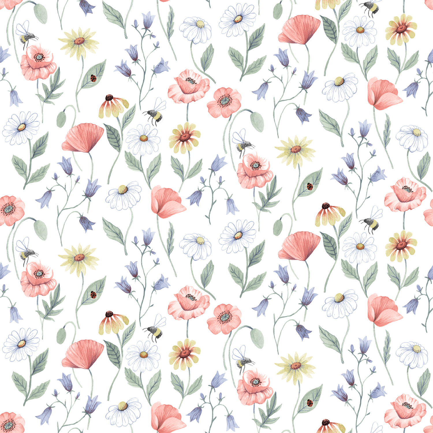 Dutch Wallcoverings Rosenlycka - Flowers Clear - Multi