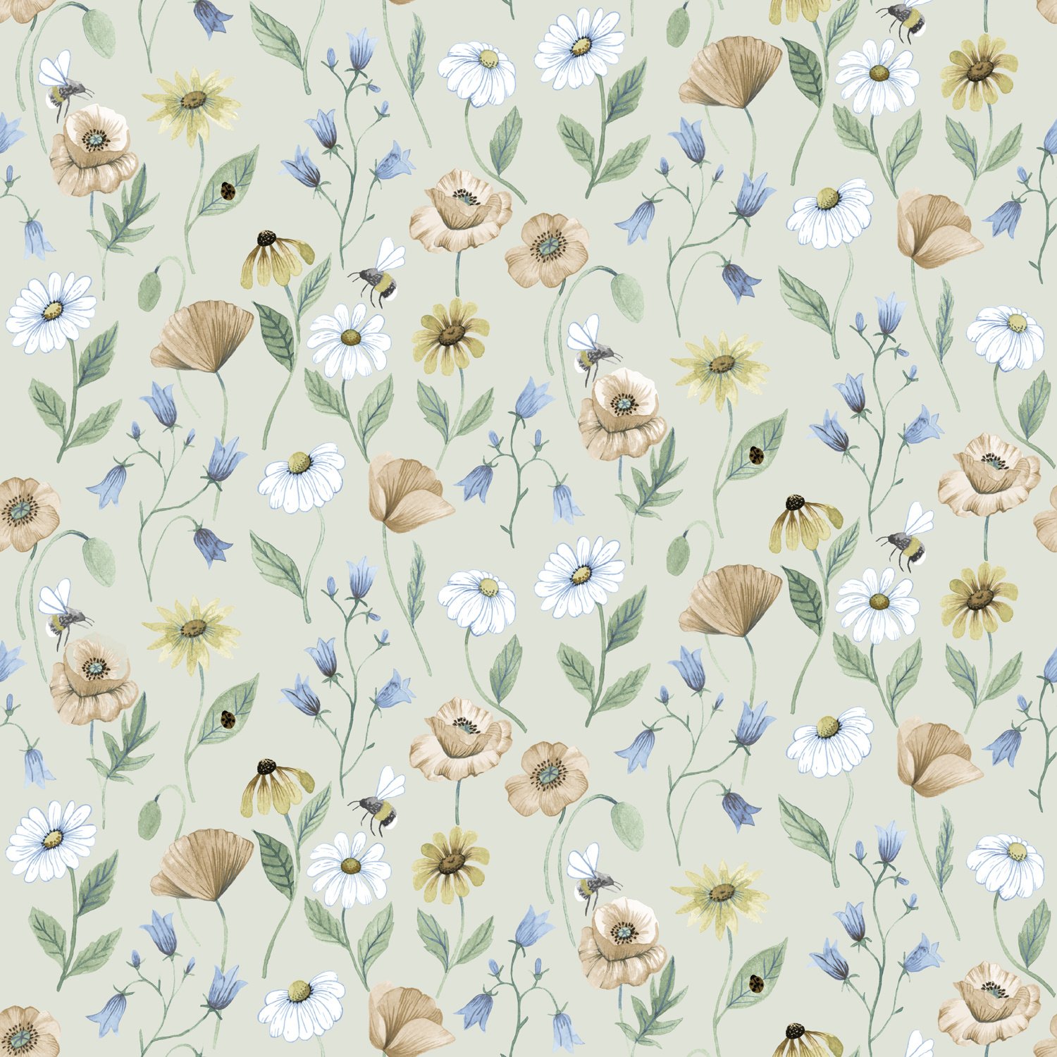 Dutch Wallcoverings Rosenlycka - Flowers Beige - Multi