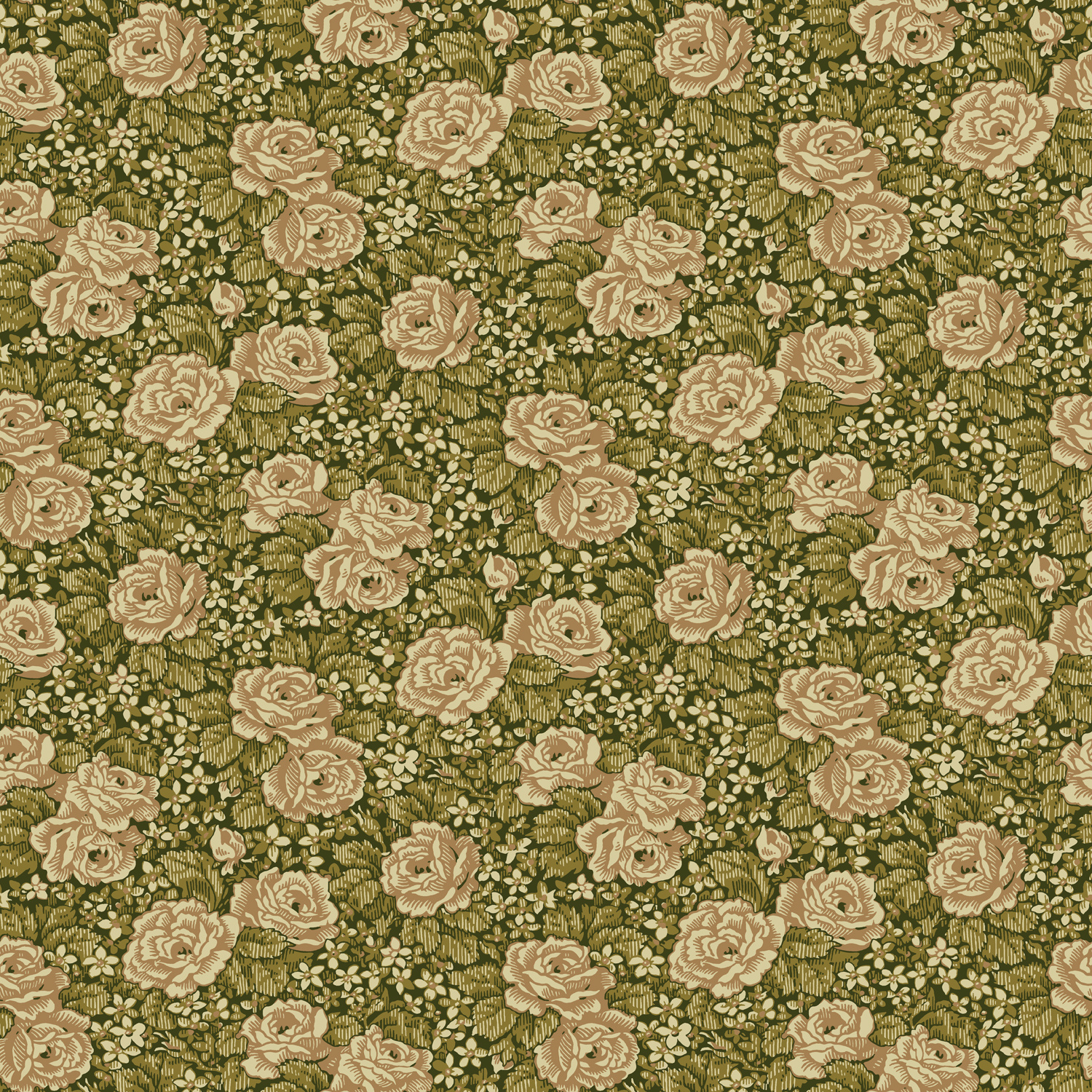 Dutch Wallcoverings Rosenlycka - Roses Green - Groen