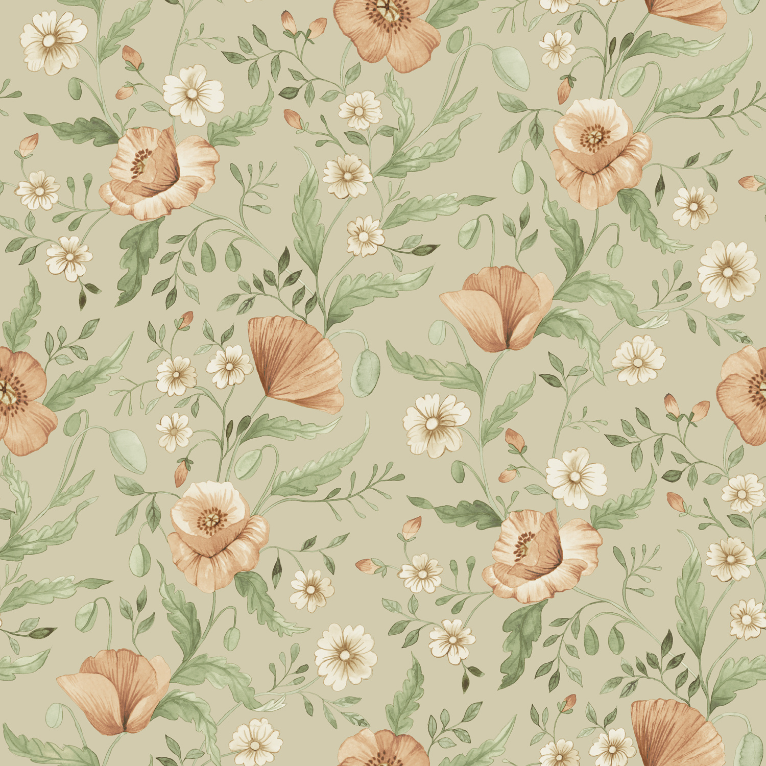 Dutch Wallcoverings Rosenlycka - Garden Flowers Beige - Multi