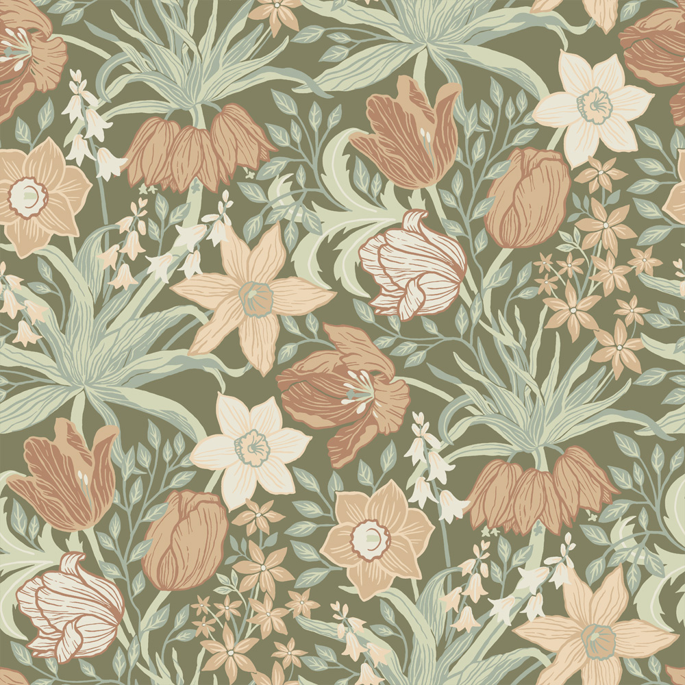 Dutch Wallcoverings Fagelsang - Cecilia Dark Green