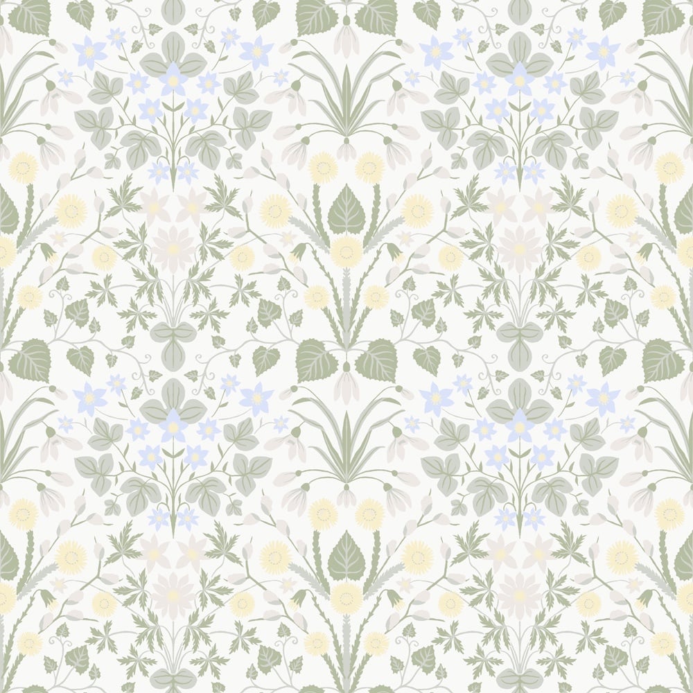 Dutch Wallcoverings Langenas - Varblommor White - Wit