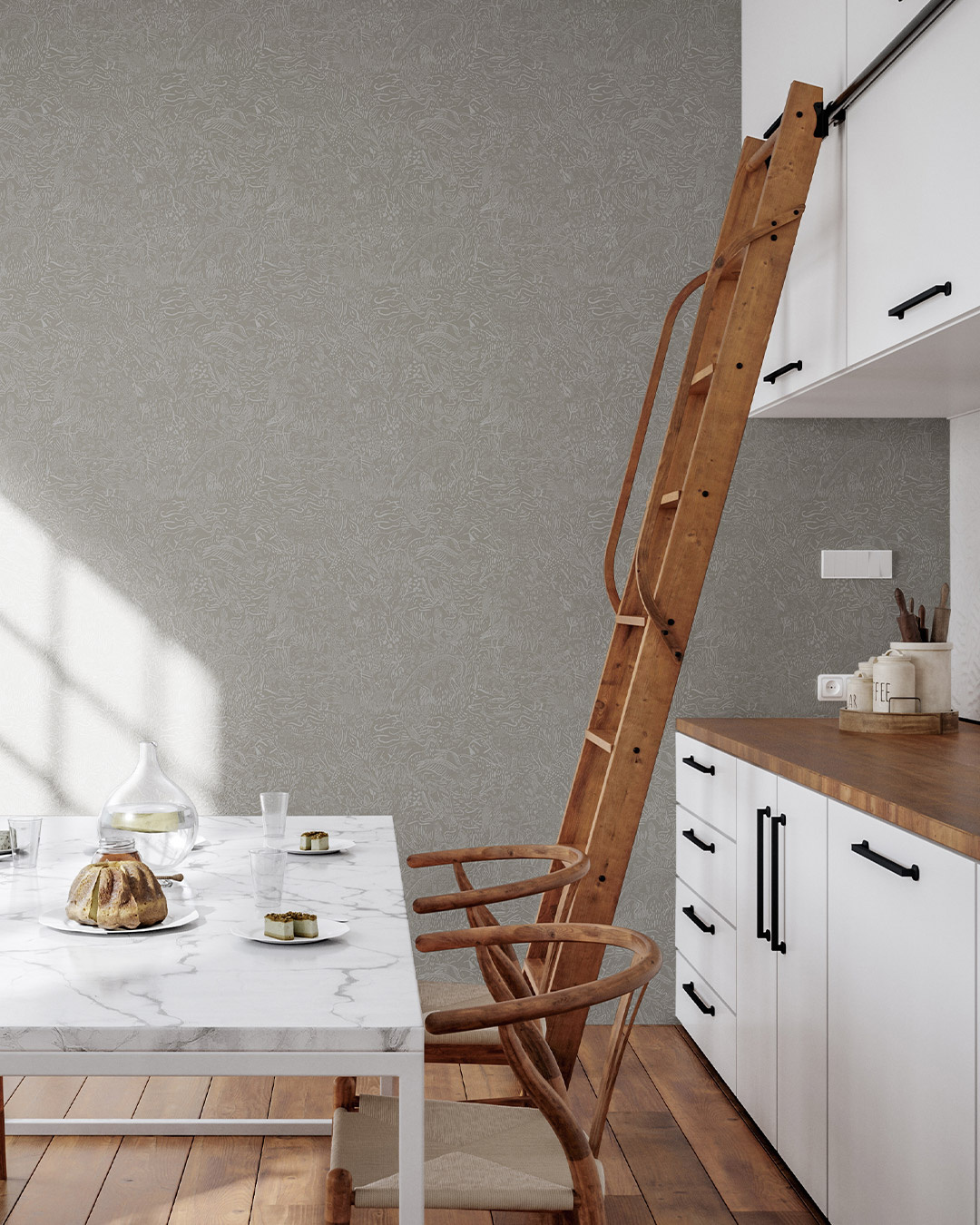 Dutch Wallcoverings Klara & Tove - Landskapsdjur Grey - Grijs