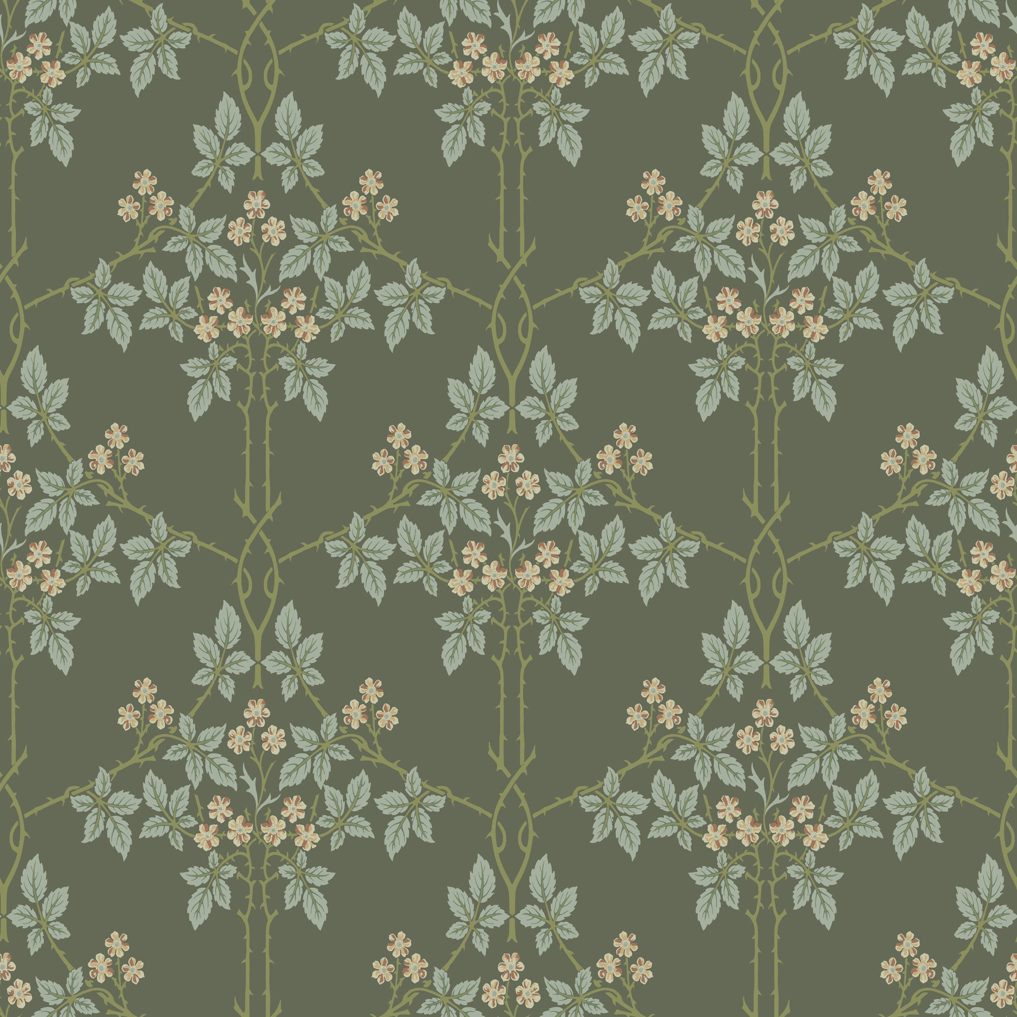 Dutch Wallcoverings Hidden Tr2 -Blackberry Grn/Roz/Bl - Groen/Roze/Blauw