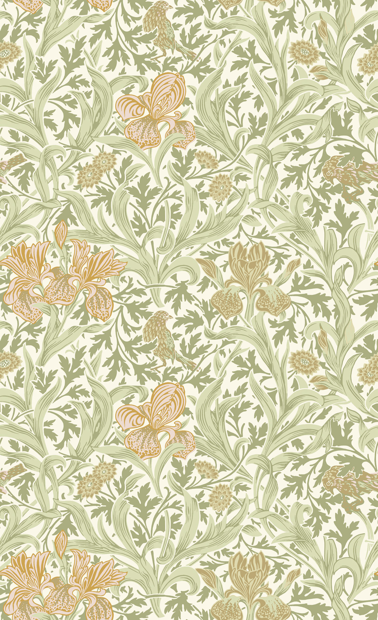 Dutch Wallcoverings Hidden Tr2 -Iris Soft Green - Groen