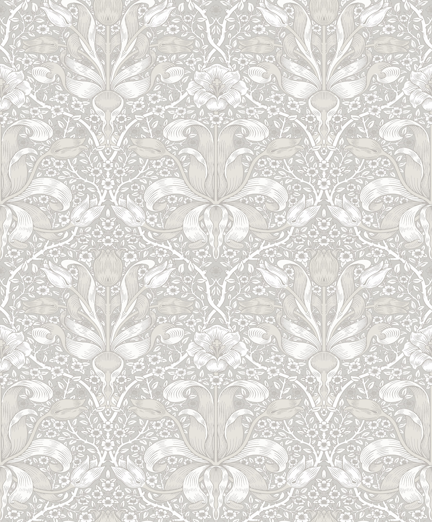 Dutch Wallcoverings Hidden Tr2 -Spring Thicket Wit/Grs - Wit/Grijs