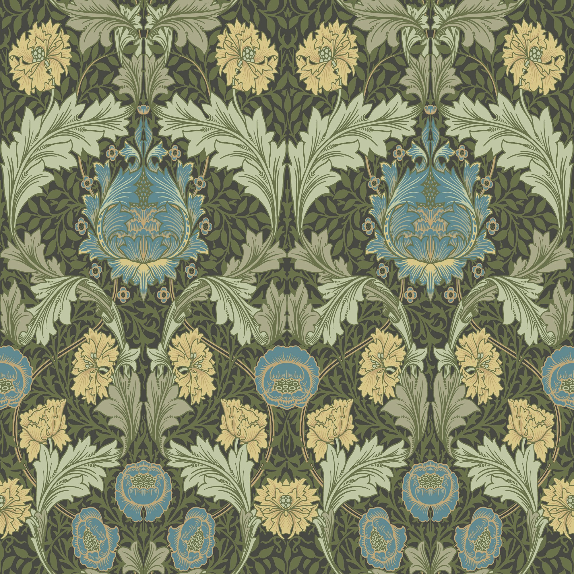 Dutch Wallcoverings Hidden Tr2 -Myrtle Grn/Blue/Yellw - Groen/Blauw/Geel