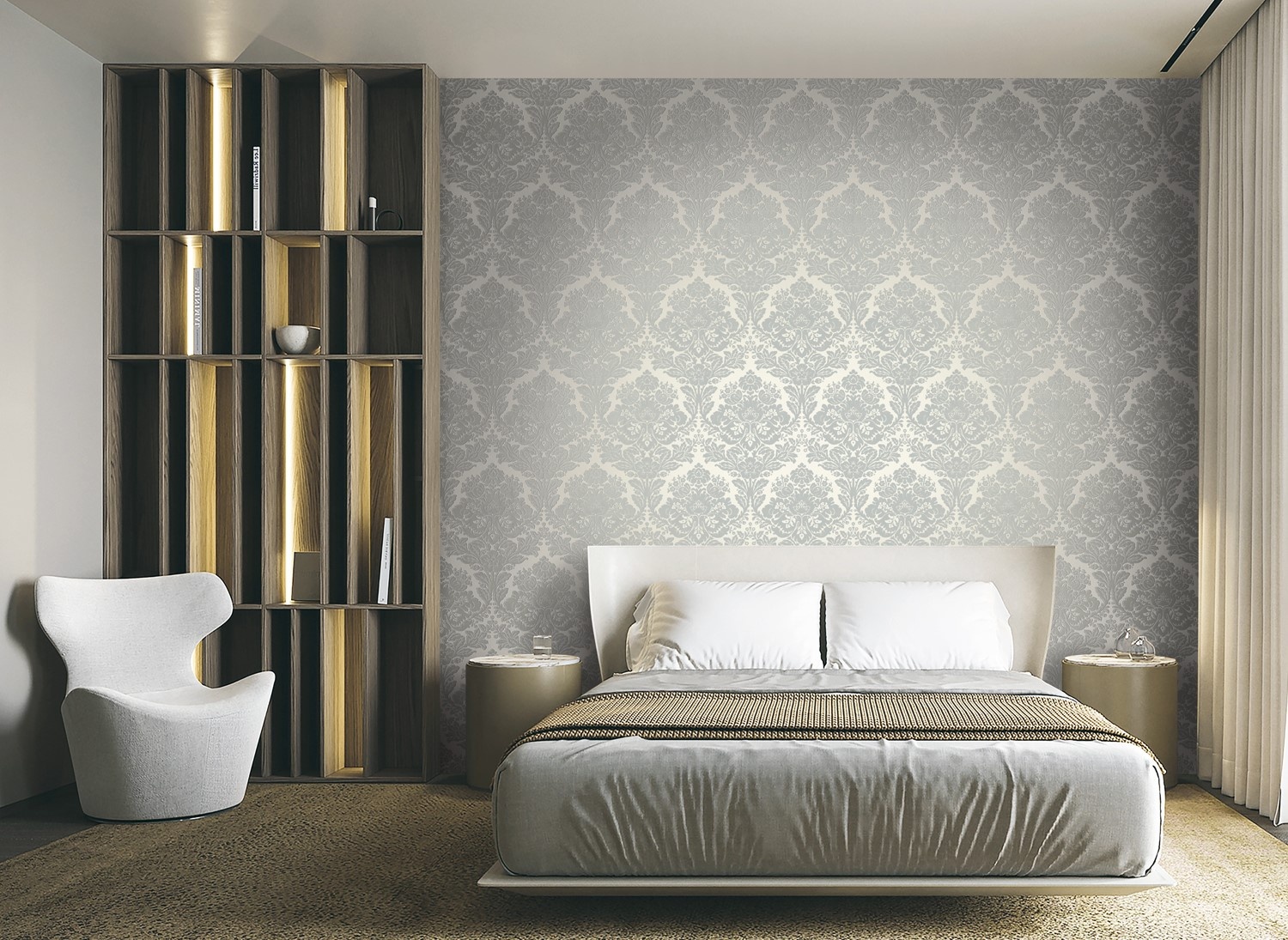 Dutch Wallcoverings New Tekko Medaillon - Grijs/Zilver