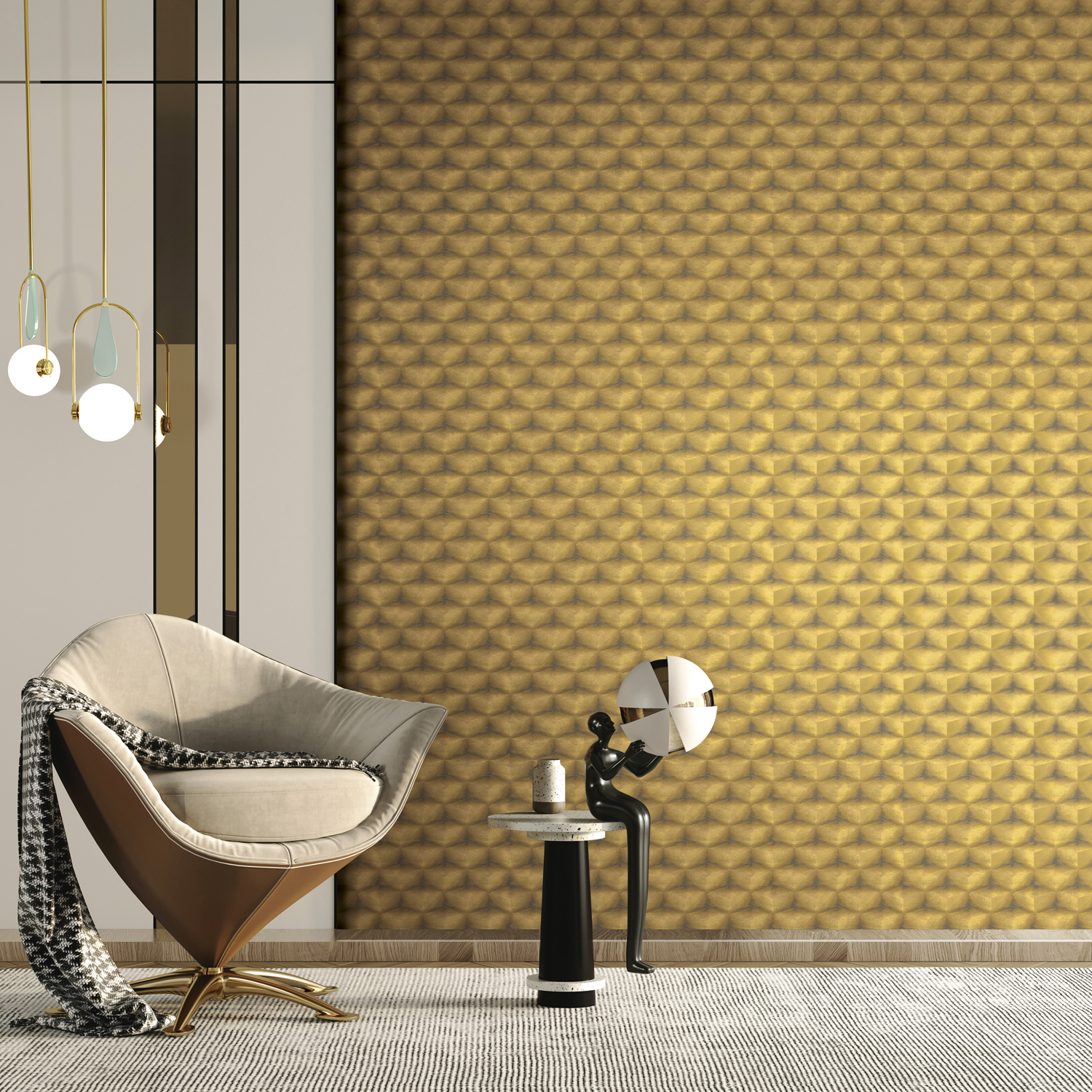 Dutch Wallcoverings New Tekko Blokje - Goud