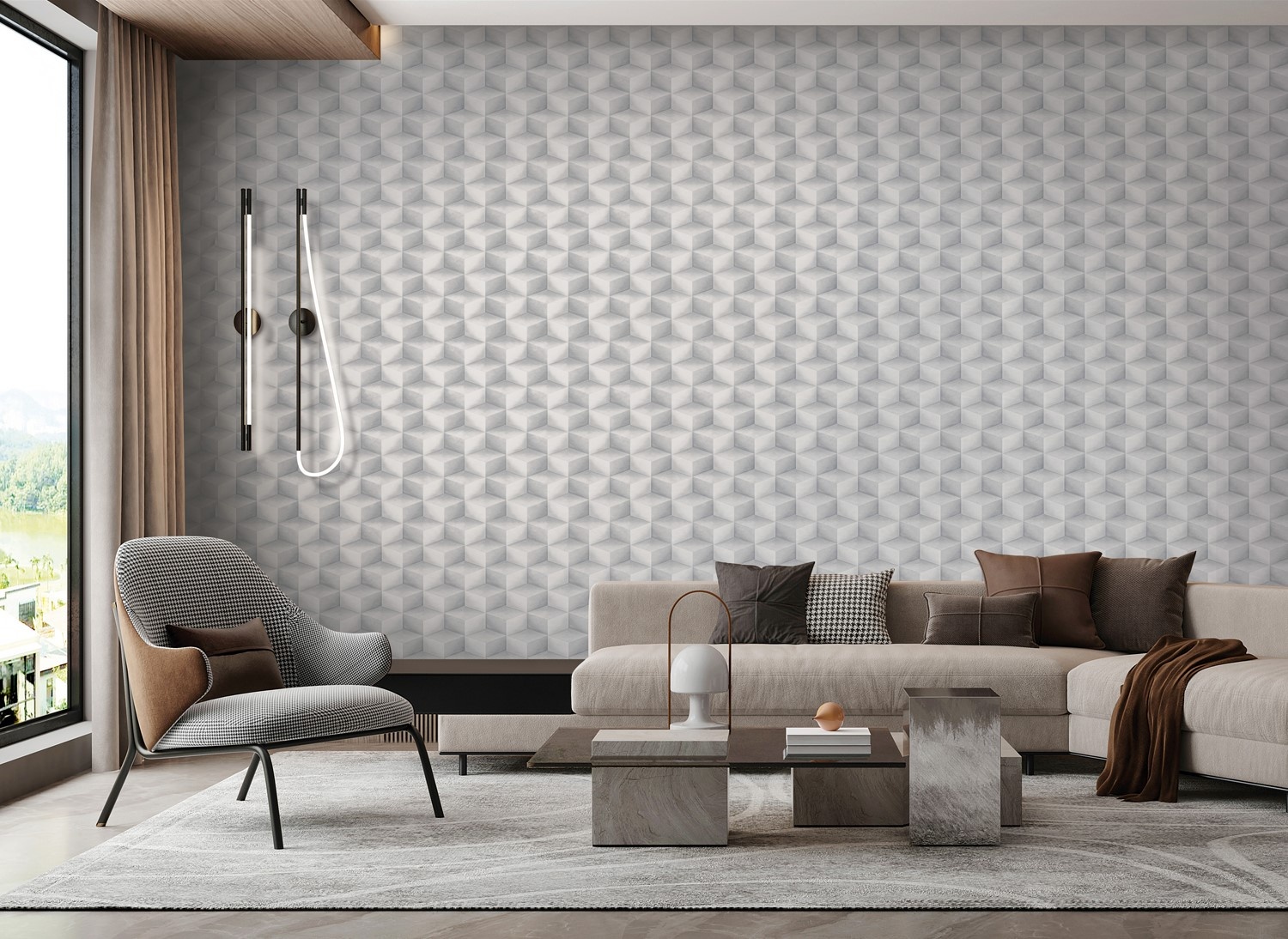 Dutch Wallcoverings New Tekko Blokje - Zilver