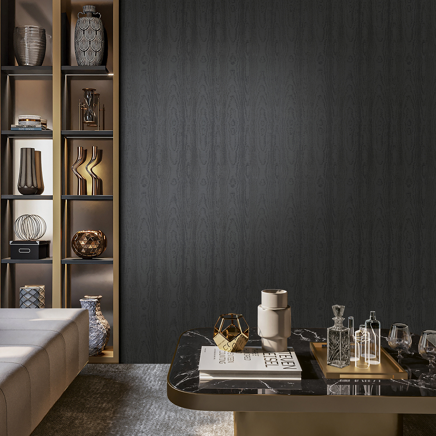 Dutch Wallcoverings New Tekko Schors - Zwart