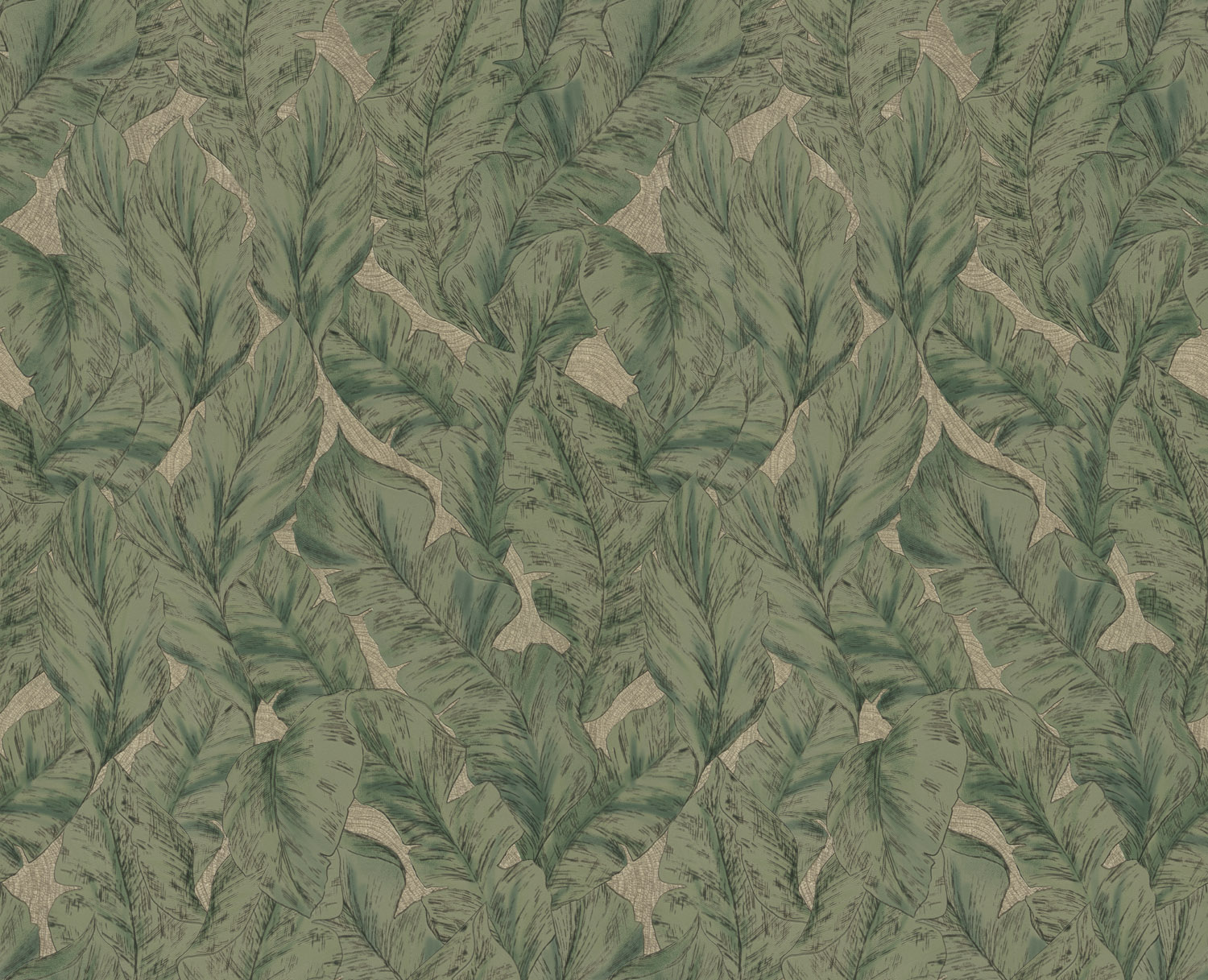 Dutch Wallcoverings Roberto Cavalli 9 - Bladeren Grn/Bei - Groen/Beige