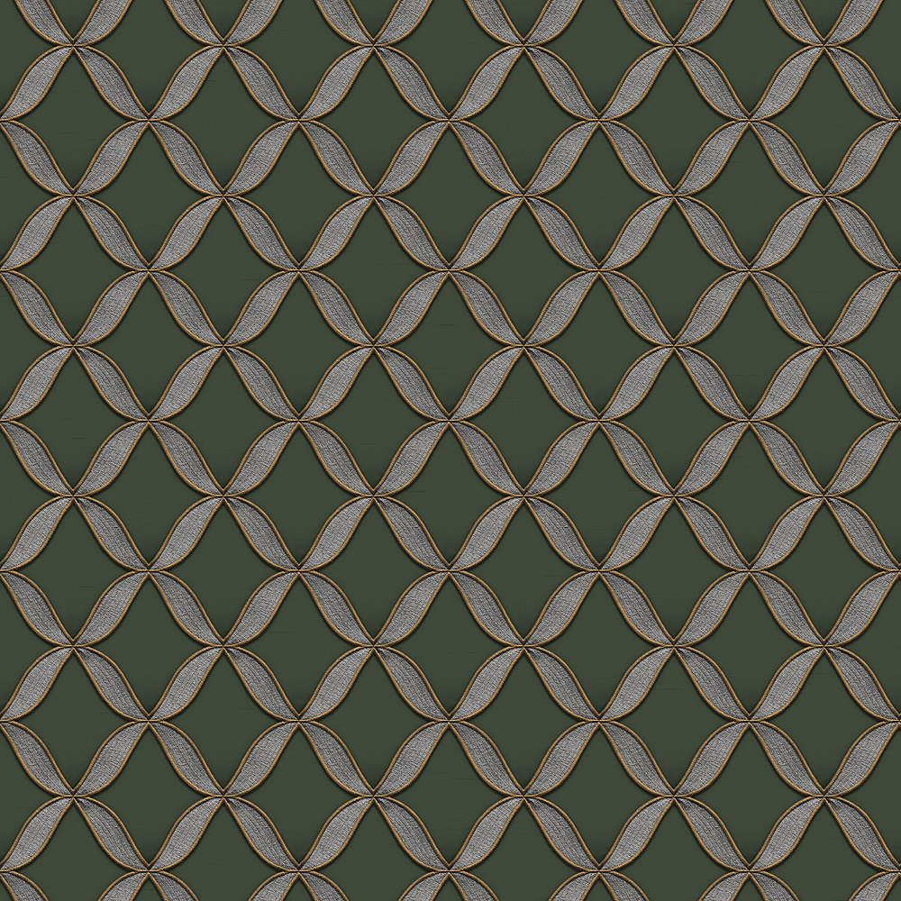 Dutch Wallcoverings Fabric Touch/Bs1 Geometric Dark Grn - Groen