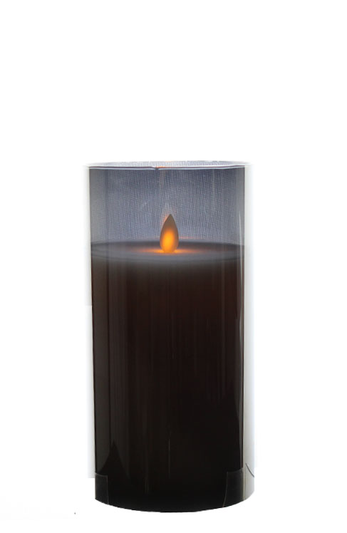 Magic Flame LED kaars in smoked glas 20 cm b/o - 