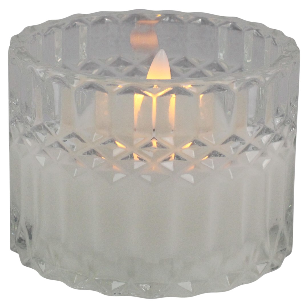 Magic Flame LED kaars in glas 6,5cm helder B/O - 