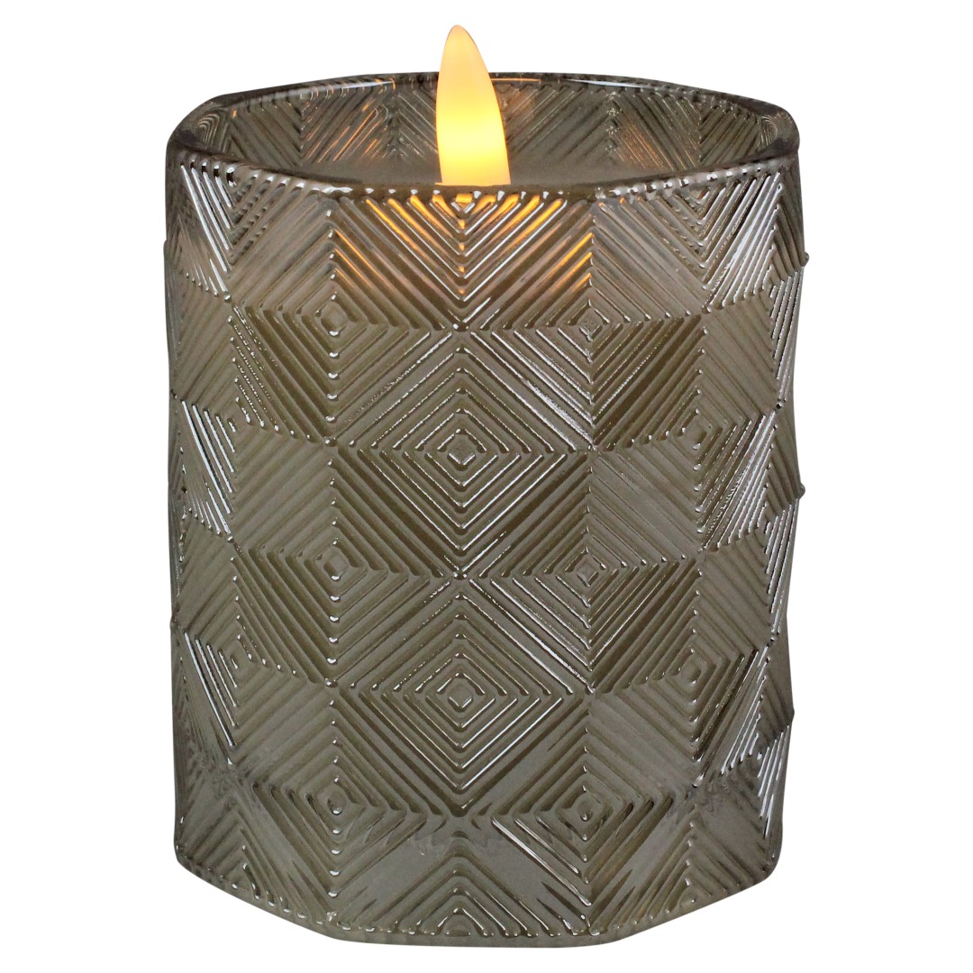 Magic Flame LED kaars in glas 9cm champagne B/O - 