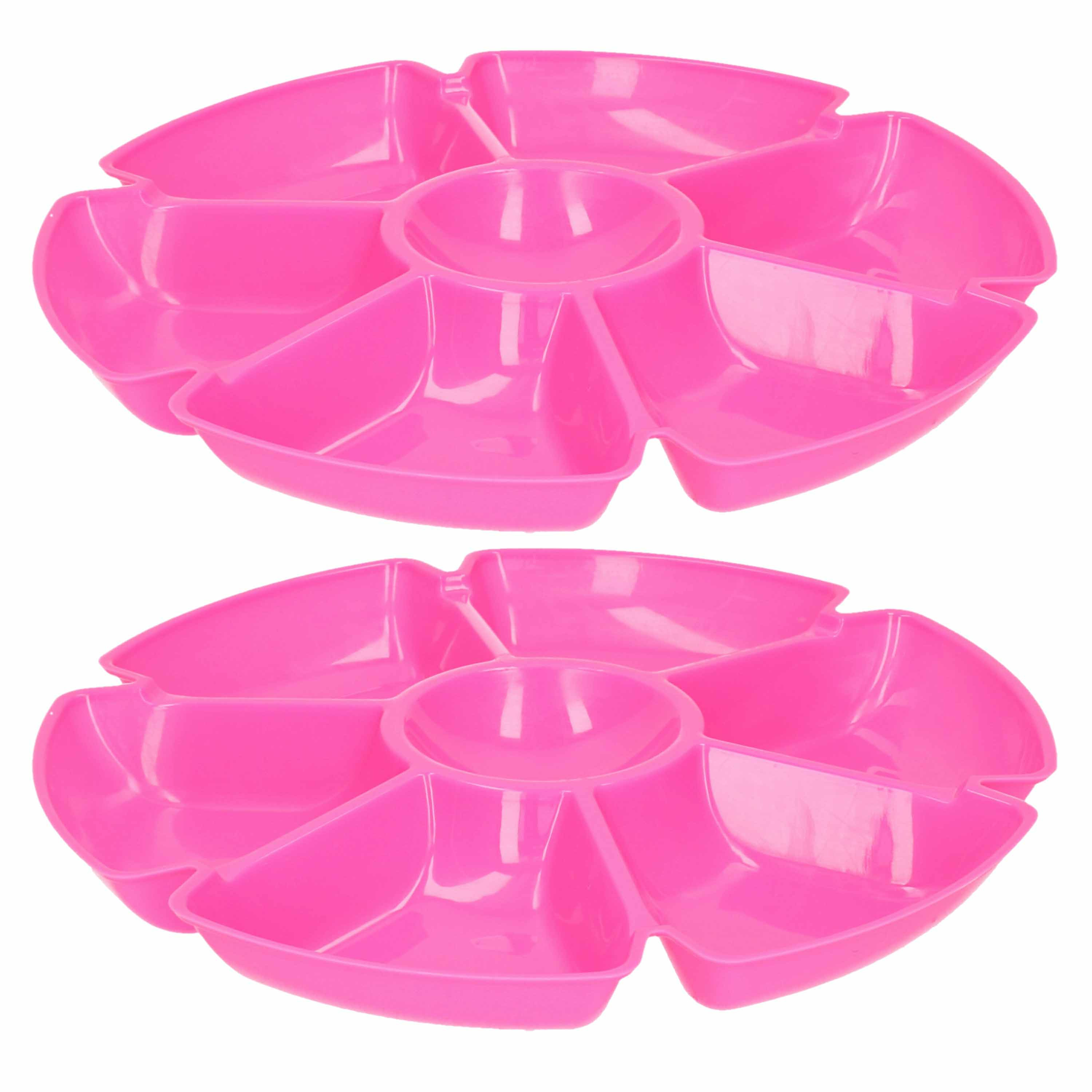 Excellent Houseware Hapjes/chips serveerschaal - set 2x stuks - fuchsia - 29 cm -