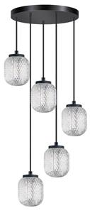 ETH Ronde hanglamp Kristel 5-lichts zwart 05-HL4591-30