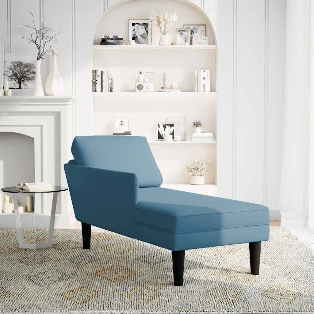 vidaXL Chaise longue met kussen en rechterarmleuning fluweel blauw