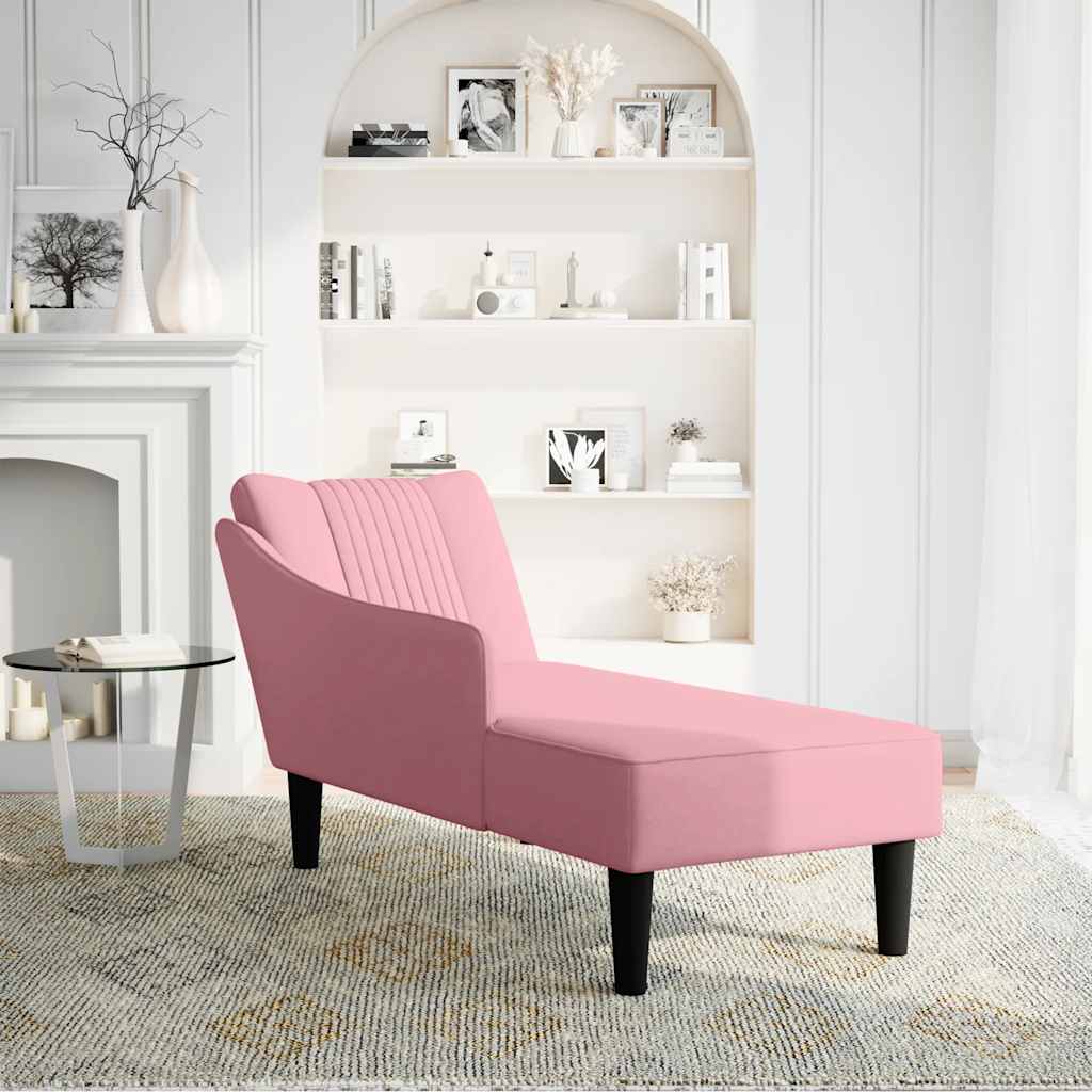 vidaXL Chaise longue met rechterarmleuning fluweel roze