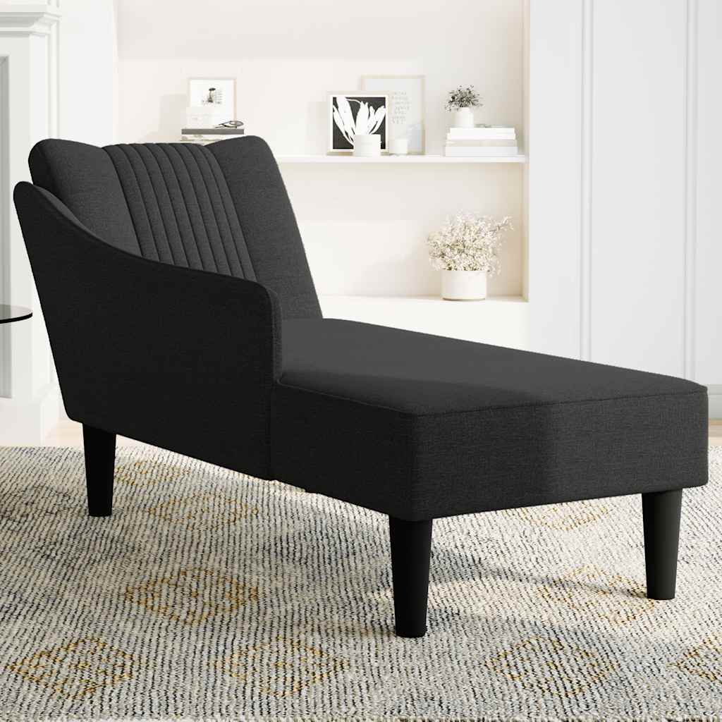 vidaXL Chaise longue met rechterarmleuning stof zwart