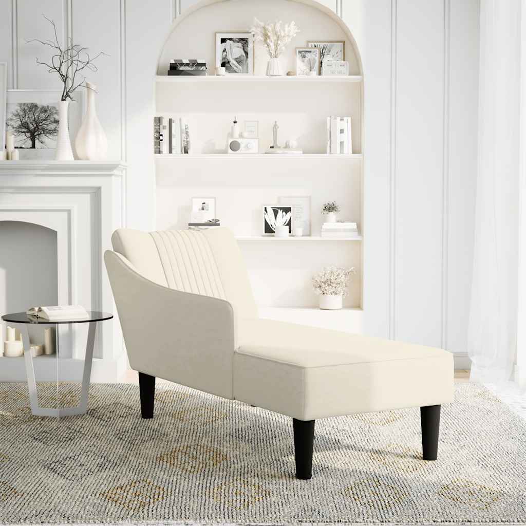 vidaXL Chaise longue met rechterarmleuning fluweel crèmekleurig