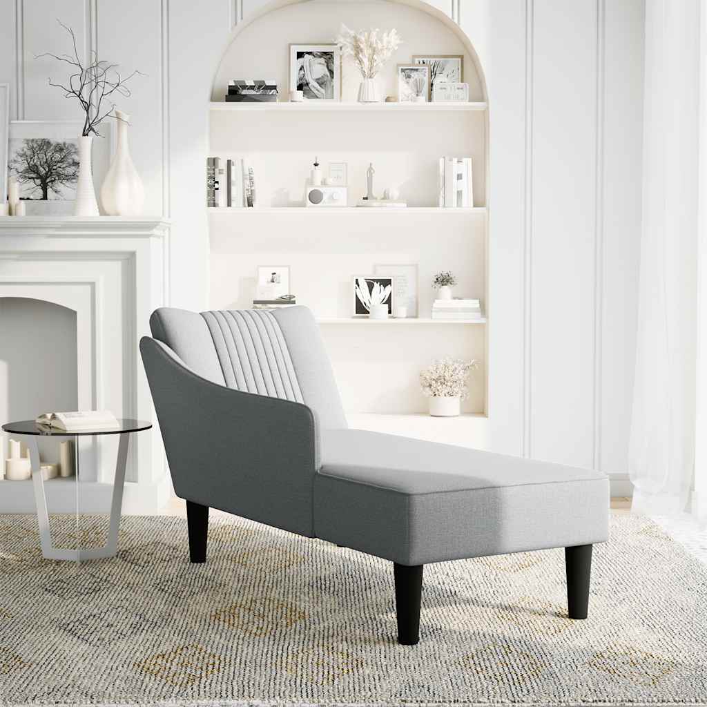 vidaXL Chaise longue met rechterarmleuning stof lichtgrijs