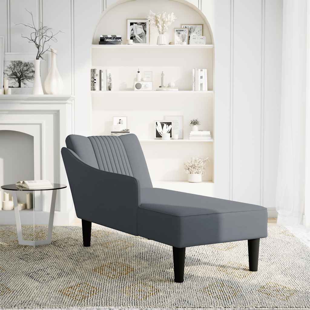 vidaXL Chaise longue met rechterarmleuning fluweel donkergrijs