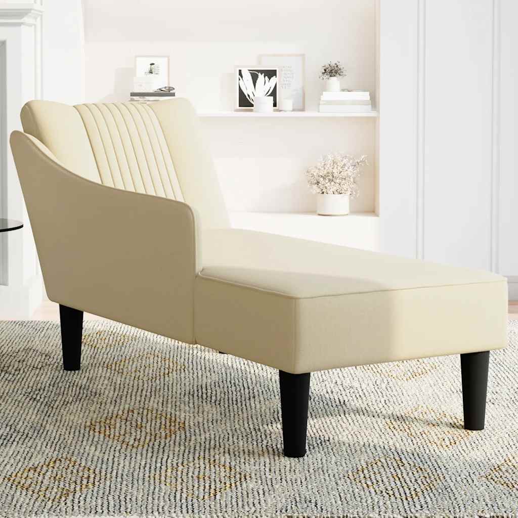 vidaXL Chaise longue met rechterarmleuning stof crèmekleurig