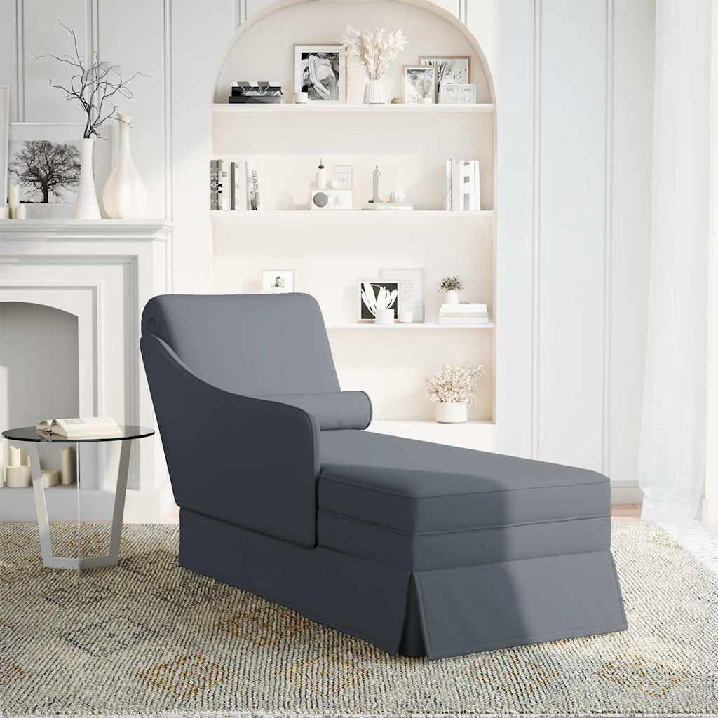 vidaXL Chaise longue met bolster&rechterarmleuning fluweel donkergrijs