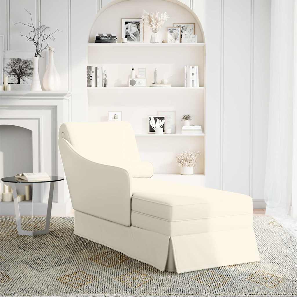 vidaXL Chaise longue met bolster en rechterarmleuning fluweel crème