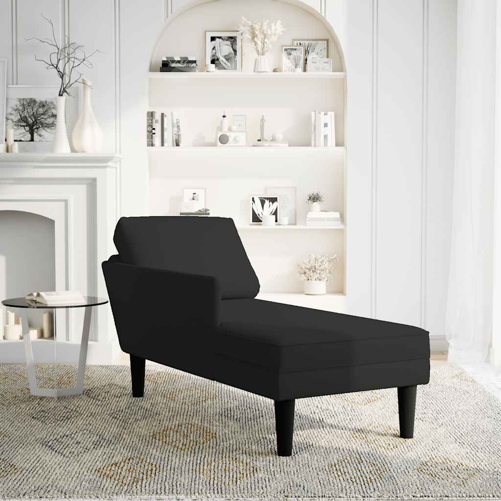 vidaXL Chaise longue met kussen en rechterarmleuning fluweel zwart