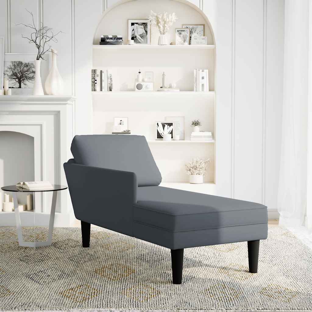 vidaXL Chaise longue met kussen&rechterarmleuning fluweel donkergrijs