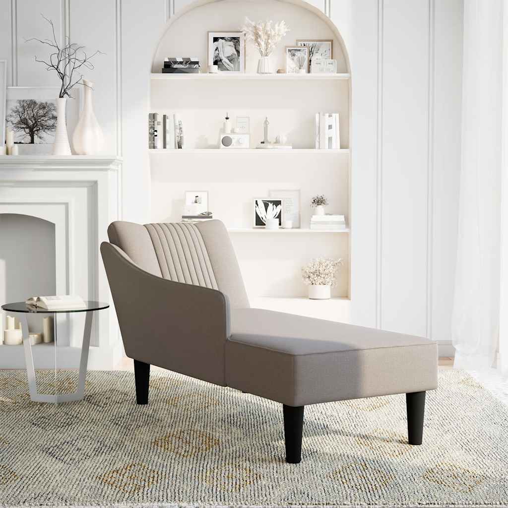 vidaXL Chaise longue met rechterarmleuning stof taupe