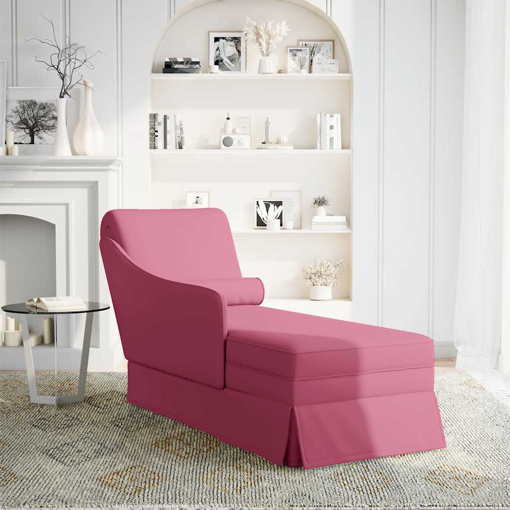 vidaXL Chaise longue met bolster en rechterarmleuning fluweel wijnrood