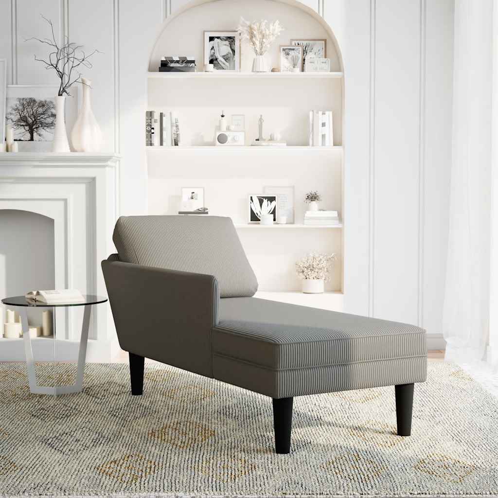 vidaXL Chaise longue met kussen corduroy stof lichtgrijs