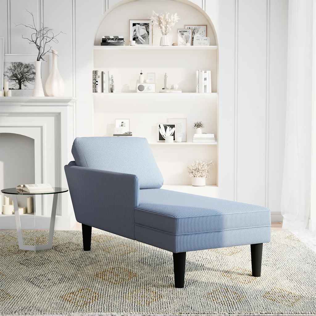 vidaXL Chaise longue met kussen corduroy stof blauw