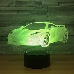 Light in the box Racing auto 3d led illusion lamp nachtlampje 7 kleuren dimbare usb powered touch control voor kinderen creatieve auto cadeaus voor jongens