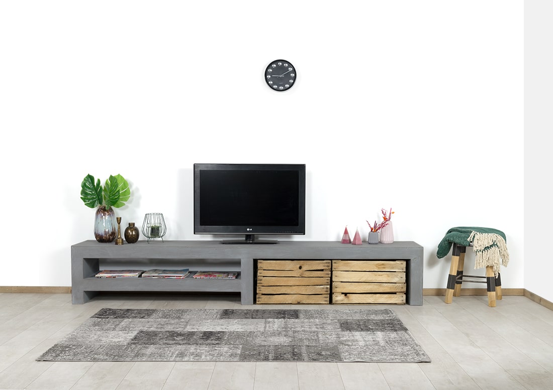 Loods XL Betonlook TV meubel Dulce met middensteun