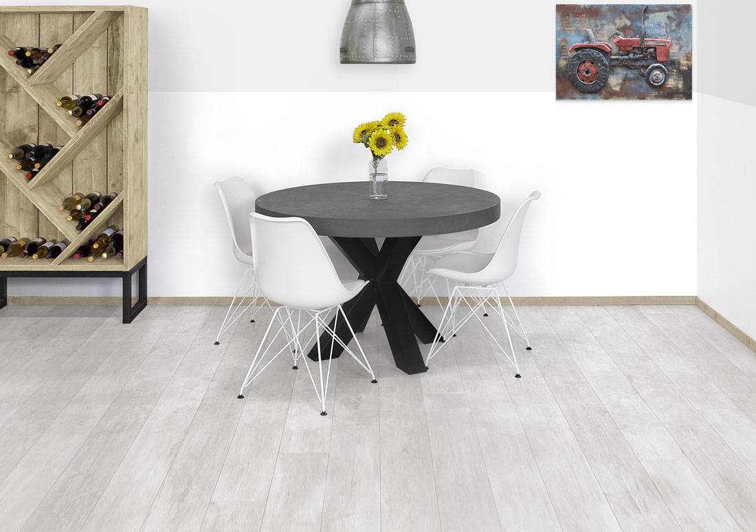 Loods XL Betonlook eettafel rond Ralls met matrixpoot