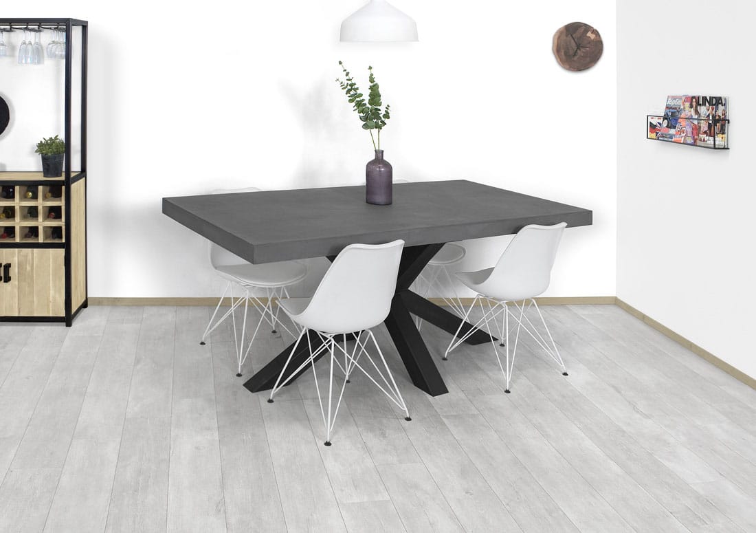 Loods XL Betonlook industriële rechthoekige tafel Rufe