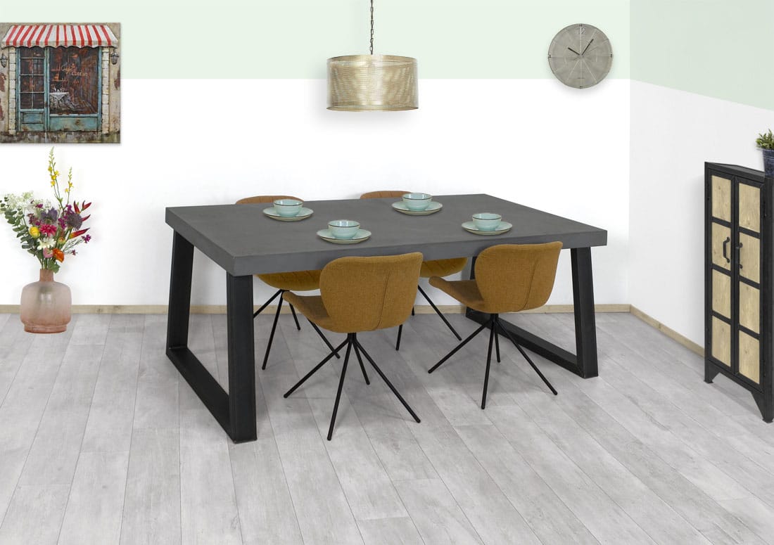 Loods XL Betonlook tafel Ronco met schuine U poten