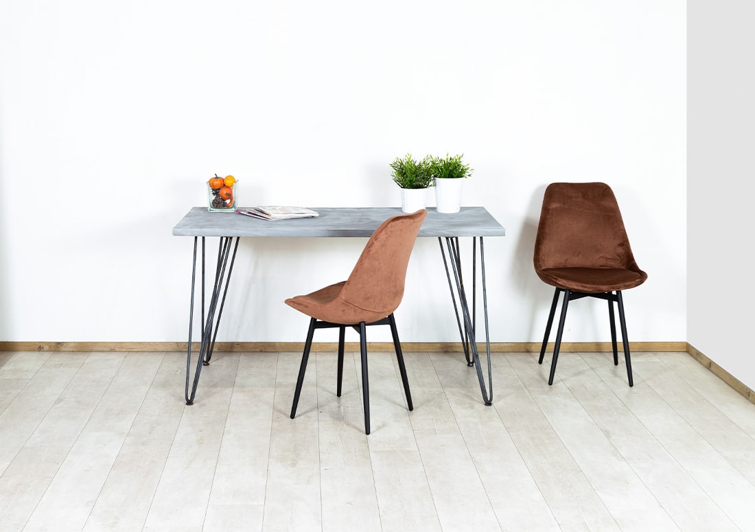 Loods XL Betonlook bureau Homer met hairpin/draad poten